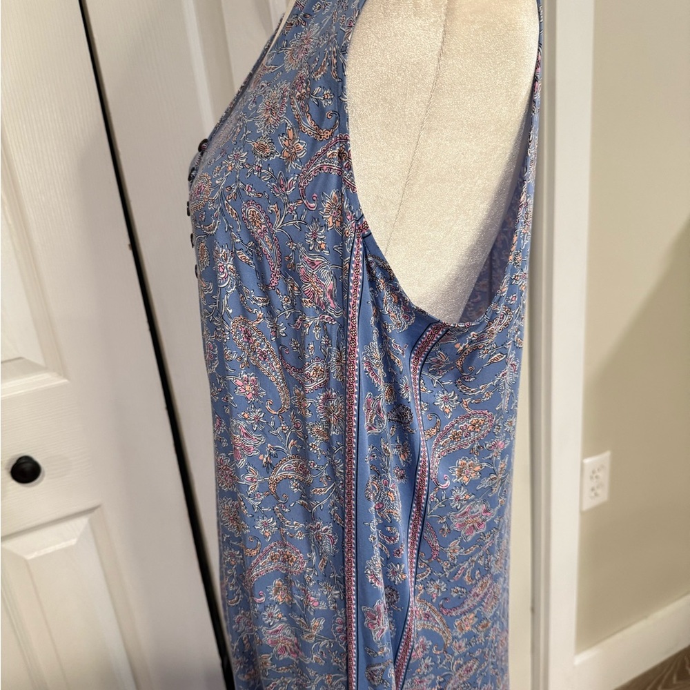 J. Jill, NWT Border Print Maxi Sleeveless Blue Floral Dress, Size M - Picture 11 of 12